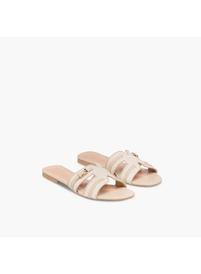 سيليست Women's Monogram Print Slip-On Flat Sandals