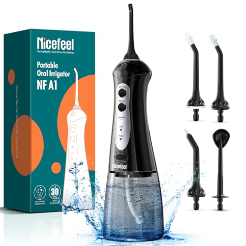 Nicefeel Cordless Water Dental Flosser – 300ML BPA-Free Portable Oral Irrigator, 3 Cleaning Modes, Fast Charge, IPX7 Waterproof for Teeth, Gums & Tonsil Stones – Home & Travel Use - Image 1