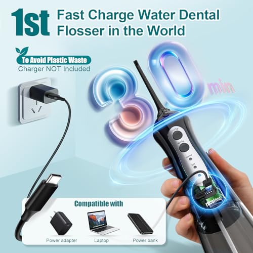 Nicefeel Cordless Water Dental Flosser – 300ML BPA-Free Portable Oral Irrigator, 3 Cleaning Modes, Fast Charge, IPX7 Waterproof for Teeth, Gums & Tonsil Stones – Home & Travel Use - Image 2