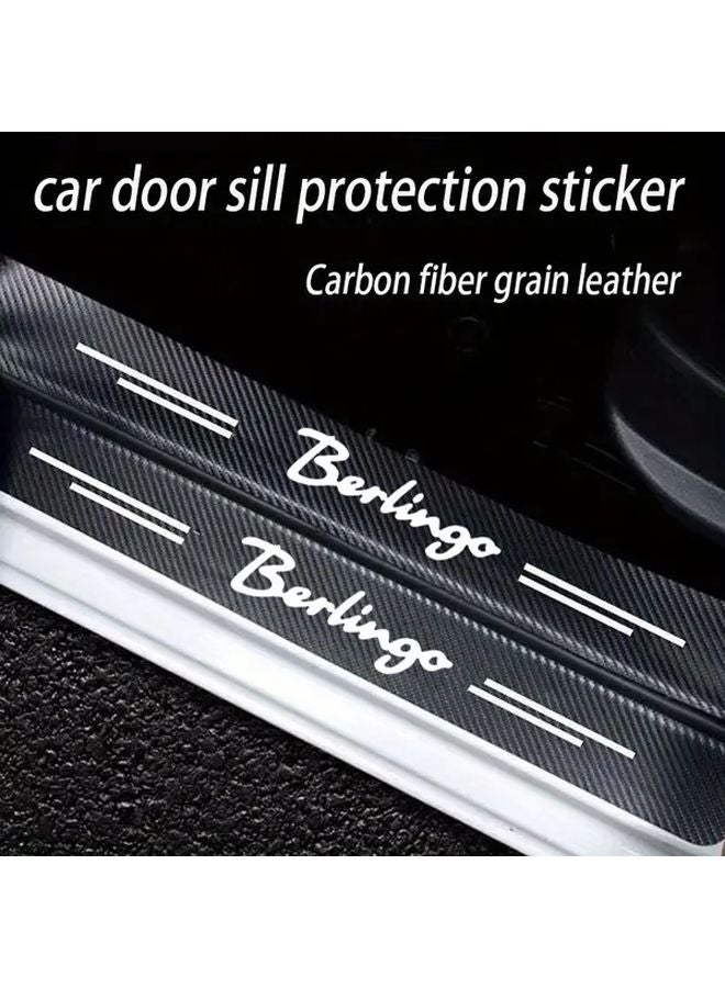 Carbon Fiber Threshold Protector 5pcs For Citroen Berlingo Van SUV Glossy Black - Image 3