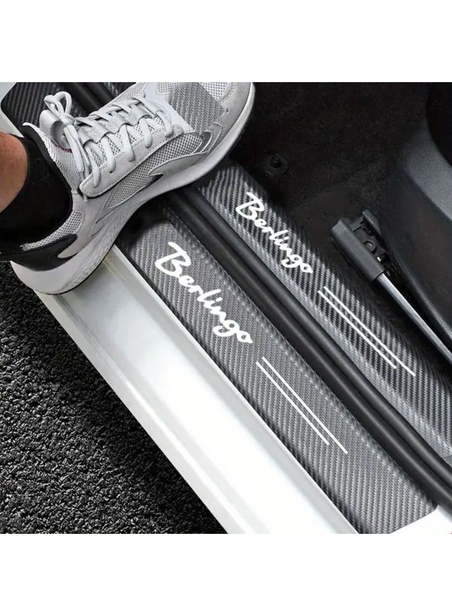 Carbon Fiber Threshold Protector 5pcs For Citroen Berlingo Van SUV Glossy Black - Image 1
