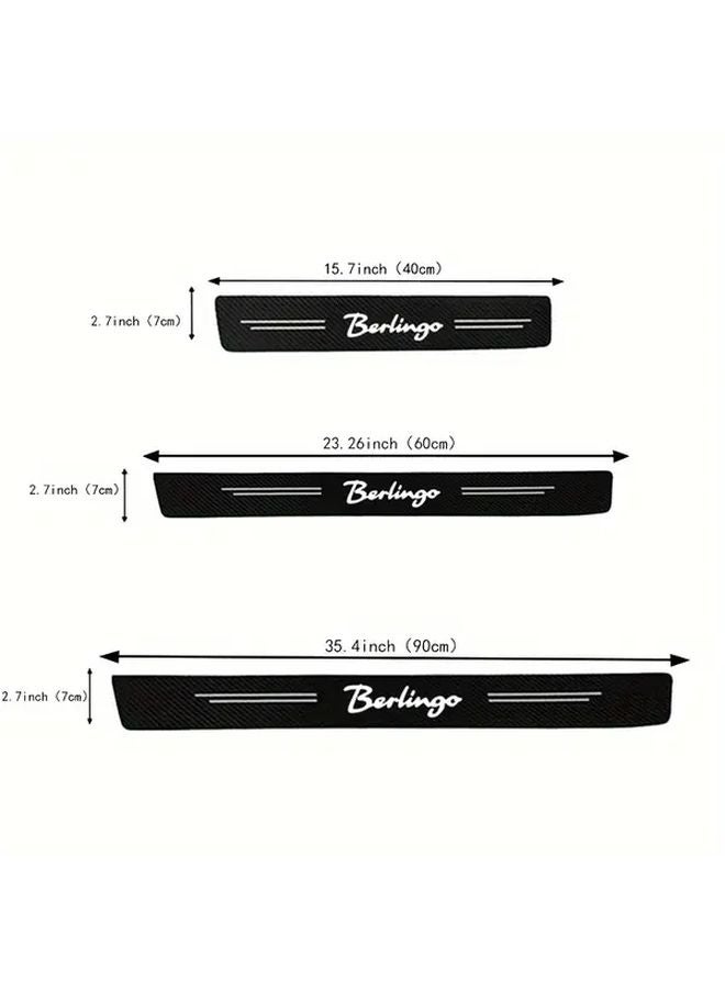 Carbon Fiber Threshold Protector 5pcs For Citroen Berlingo Van SUV Glossy Black - Image 2
