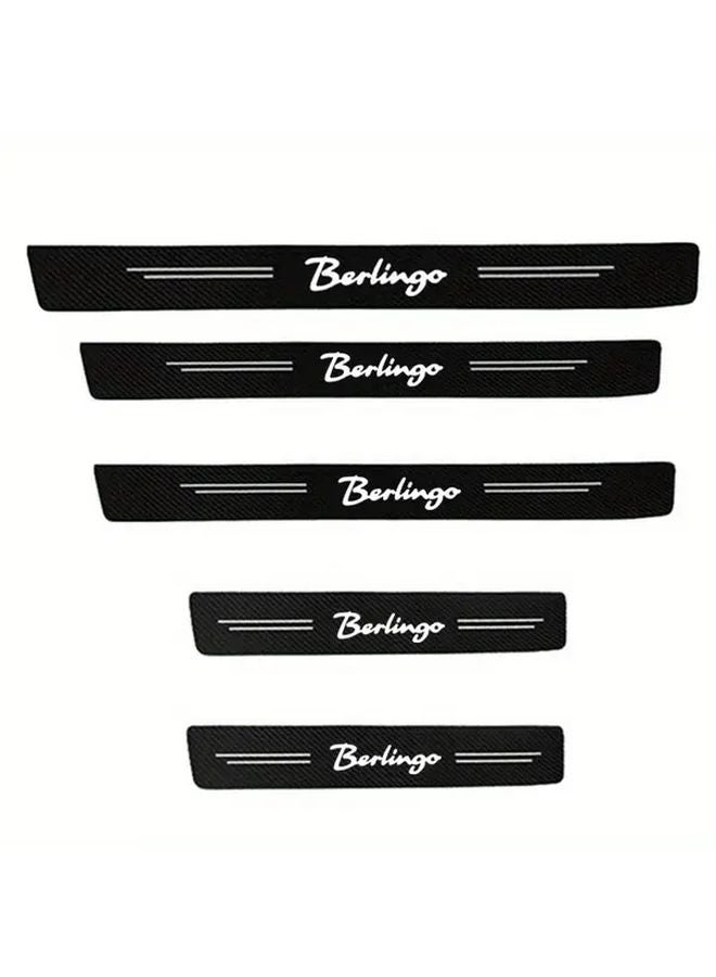 Carbon Fiber Threshold Protector 5pcs For Citroen Berlingo Van SUV Glossy Black - Image 5