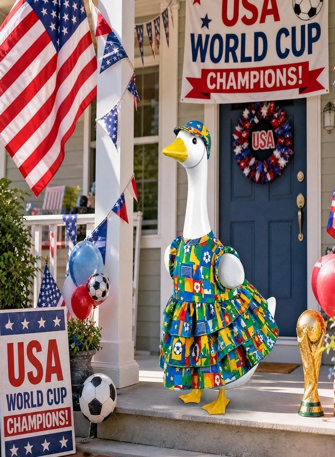 Lixintray 2026 World Cup Porch Goose Outfits, Soccer Fan Goose Outfit Set with Hat for 17-23 inch Goose Statues, Sports Game Day Goose Clothes for Outdoor Garden Lawn Patio Yard - Image 5