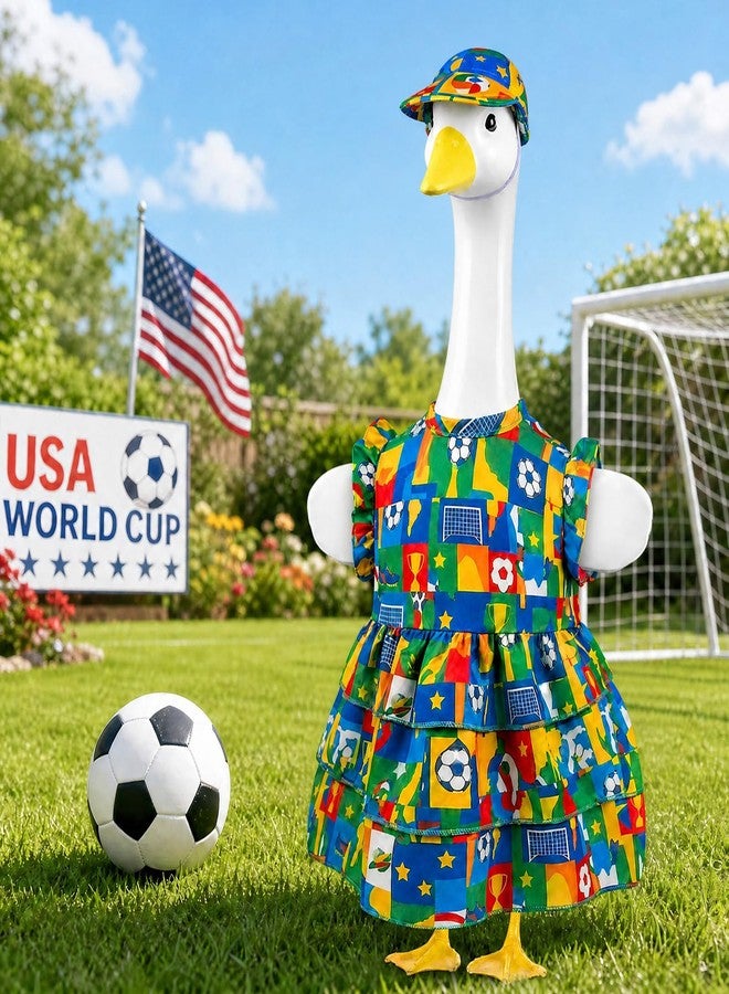 Lixintray 2026 World Cup Porch Goose Outfits, Soccer Fan Goose Outfit Set with Hat for 17-23 inch Goose Statues, Sports Game Day Goose Clothes for Outdoor Garden Lawn Patio Yard - Image 1