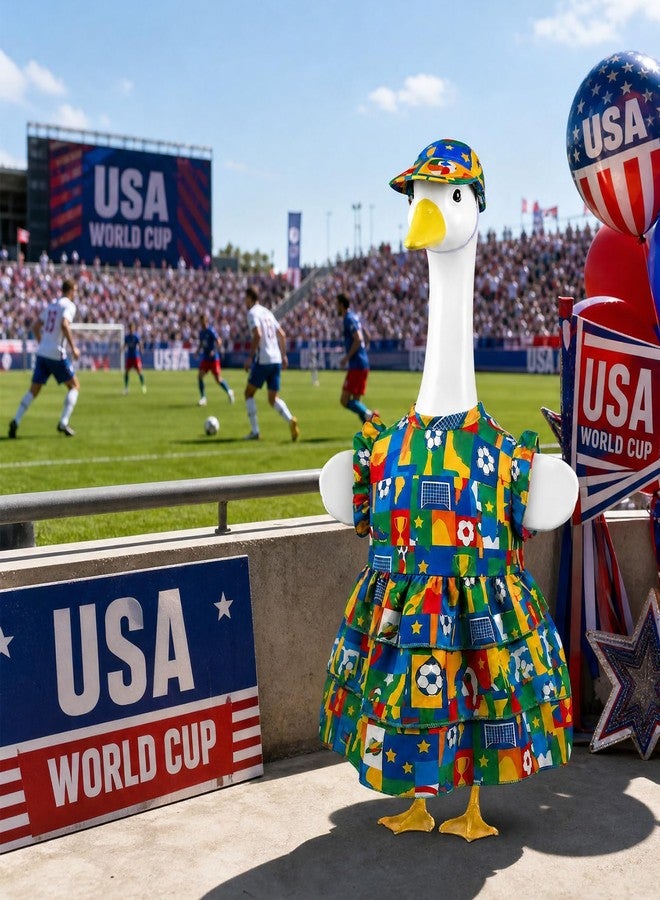 Lixintray 2026 World Cup Porch Goose Outfits, Soccer Fan Goose Outfit Set with Hat for 17-23 inch Goose Statues, Sports Game Day Goose Clothes for Outdoor Garden Lawn Patio Yard - Image 2