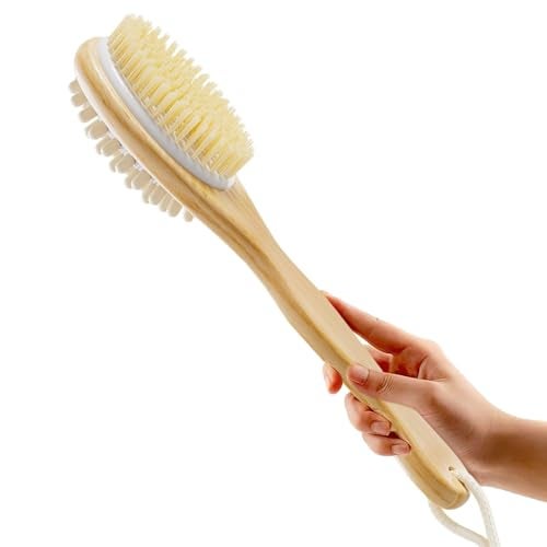 Tony Stark 2-in-1 Long Handle Body Brush | Exfoliating & Massaging Bath Brush | Helps Reduce Cellulite | Boosts Blood Circulation | Gently Removes Dead Skin Cells | Natural Soft Bristles – 1 Piece - Image 1