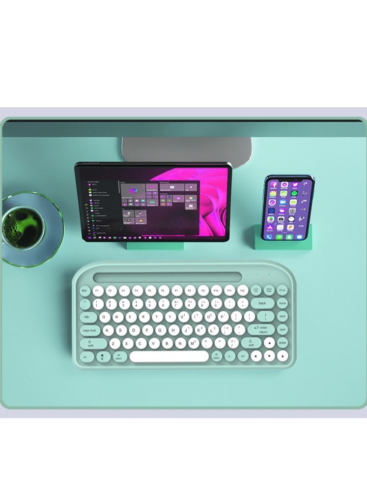EXPGlobal - Wireless Bluetooth keyboard, Cute Mini 84-key Compact Keyboard, Dual mode 2.4GHz wireless connect, Green - Image 1
