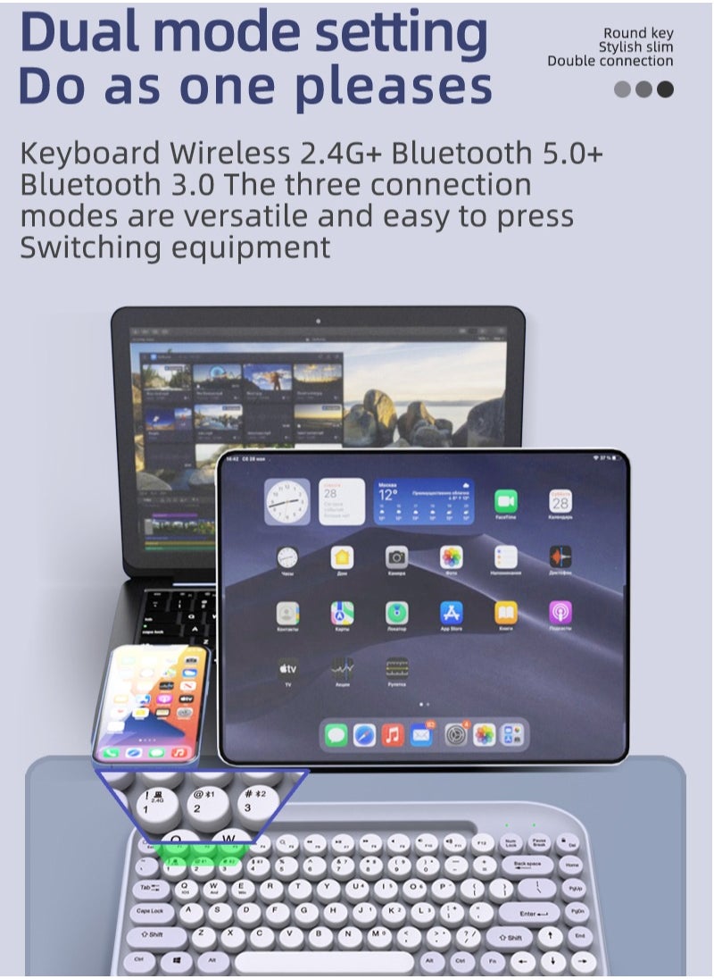 EXPGlobal - Wireless Bluetooth keyboard, Cute Mini 84-key Compact Keyboard, Dual mode 2.4GHz wireless connect, Green - Image 1