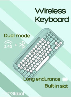 EXPGlobal Wireless Bluetooth keyboard, Cute Mini 84-key Compact Keyboard, Dual mode 2.4GHz wireless connect, Green  - Image 1
