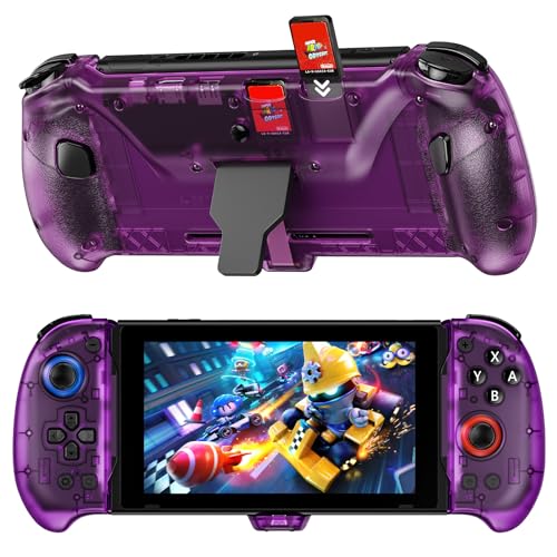 NexiGo Hall Effect Gripcon with Kickstand and HDMI Out for TV Docking Hall Sensing Joystick for SwitchSwitch OLED Handheld Mode 4K1080P Supported HDMI and USB 30 Port Purple - Image 1