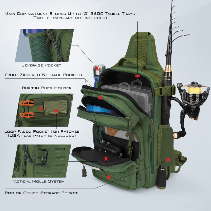 KastKing BlowBak Tactical Sling Tackle Bag-Lightweight Fishing Backpack Storge Fishing Gear and Equipment,Gift for Men - Image 5