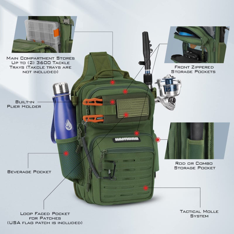 KastKing BlowBak Tactical Sling Tackle Bag-Lightweight Fishing Backpack Storge Fishing Gear and Equipment,Gift for Men - Image 4