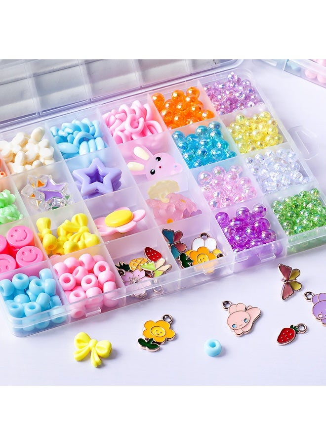 Capstro 24 Grid Acrylic Jewelry Making Kit – Colorful Bead Box with Bright Charms, Strings & Tools for DIY Bracelets & Crafts – Creative Jewelry Gift for Kids Ages 7–14 - Image 3