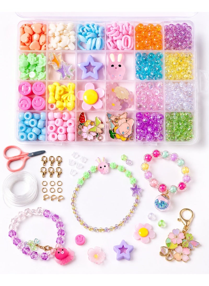 Capstro 24 Grid Acrylic Jewelry Making Kit – Colorful Bead Box with Bright Charms, Strings & Tools for DIY Bracelets & Crafts – Creative Jewelry Gift for Kids Ages 7–14 - Image 1