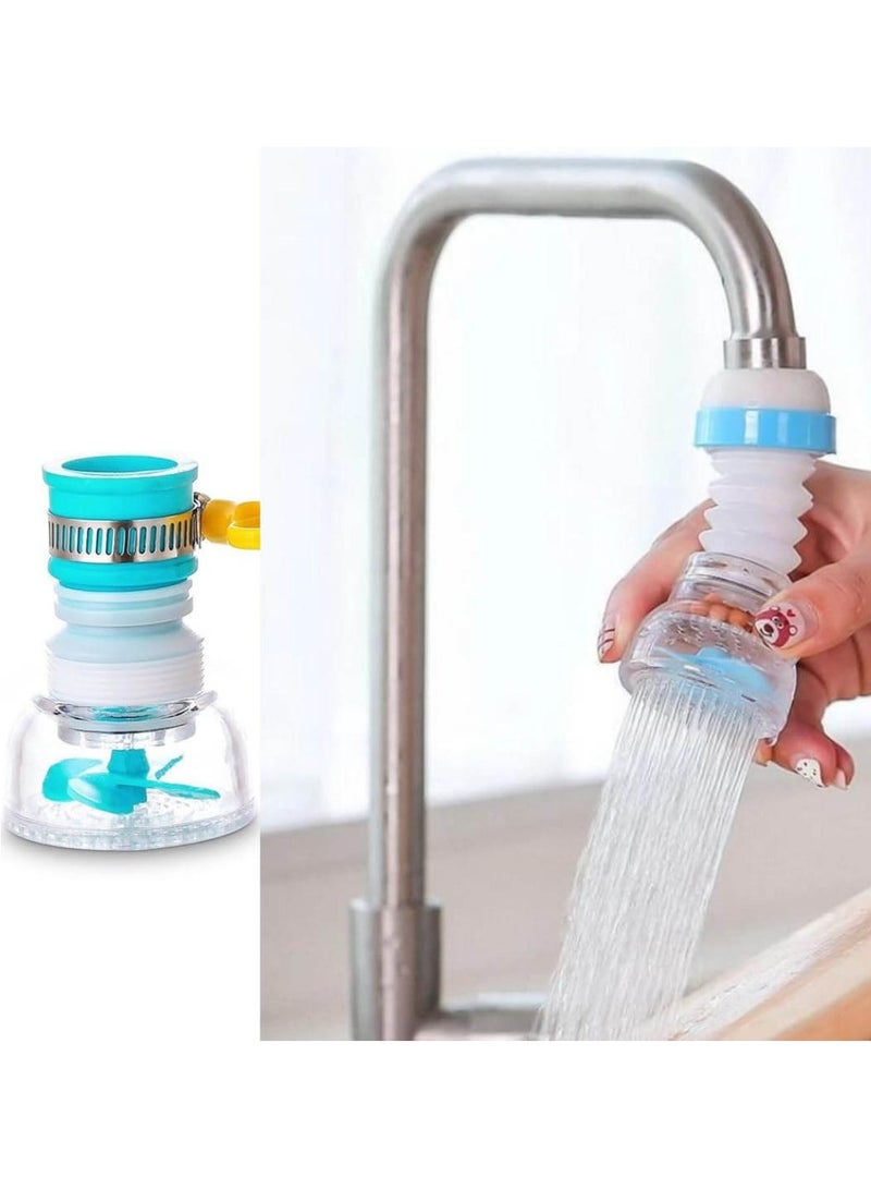 FEND 360 Degree Rotating Water Faucet Aerator Splash Proof Filter Anti Splash Expandable Head Nozzle Bathroom Tap Adjustable Sprinkler Blue - Image 2
