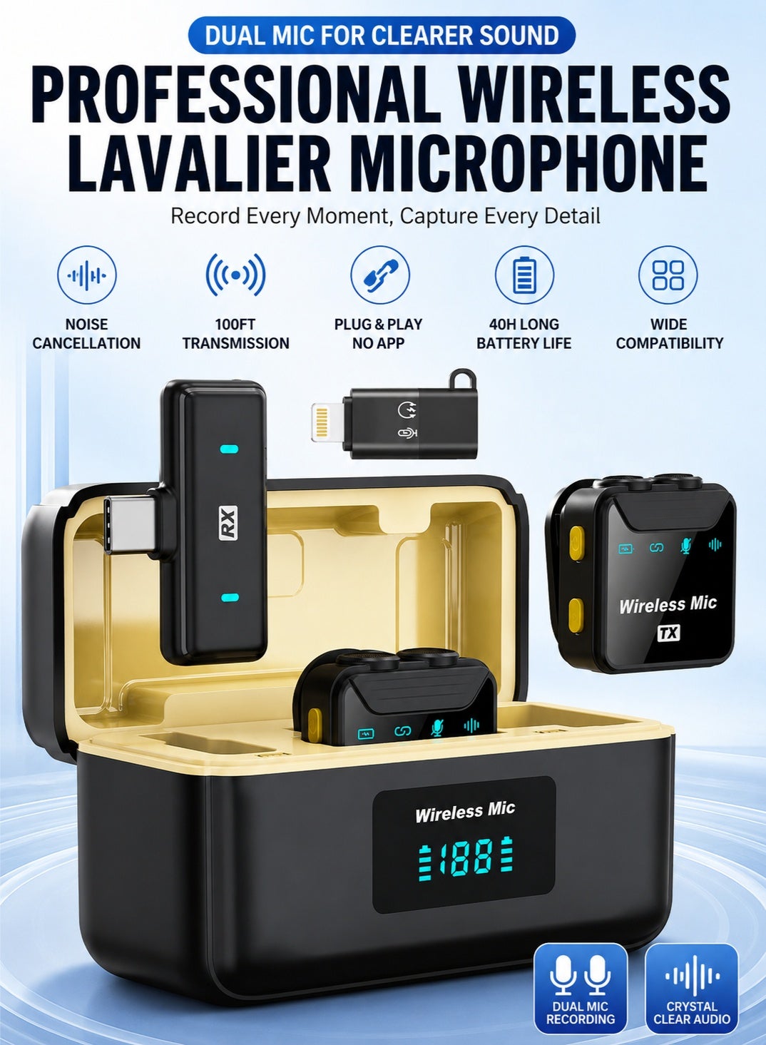 أوليو OULIYO Wireless Lavalier Microphone