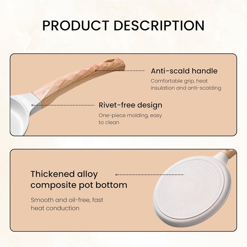 Home Essentials HomeEssentials Maifan Nonstick Tawa Healthy Nonstick Pan with Wooden HandleEasy to Clean Cooking Pan for Dosa Chapati Pancakes OmeletsInduction Gas Stove White - Image 2