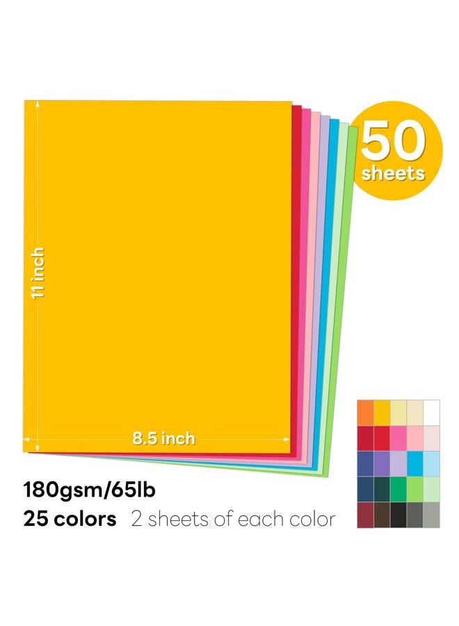 Goefun Colored Paper 8.5 x 11 Assorted, Colored Cardstock 25 Colors 65lb Multicolor Construction Paper for Crafts & Scrapbooking (50 Sheets) - Image 2