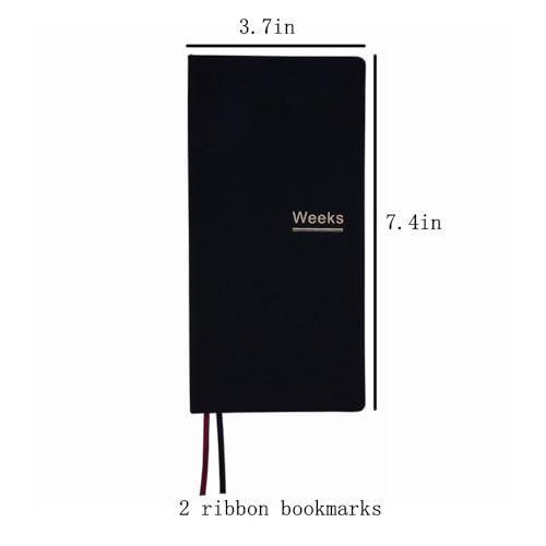 receip Undated Weekly Planner Notebook Pocket Organizer Appointment Book Journal Notebook A6 Week Plan Notepad (Black with cover) - Image 2
