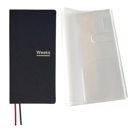 receip Undated Weekly Planner Notebook Pocket Organizer Appointment Book Journal Notebook A6 Week Plan Notepad (Black with cover) - Image 1
