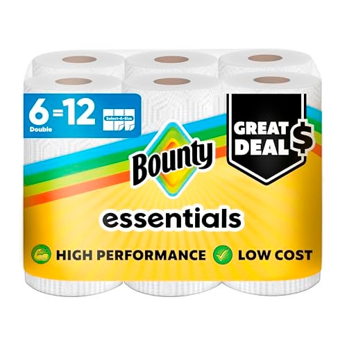 Bounty Essentials SelectASize Paper Towels 6 Double Rolls White 108 Sheets Per Roll - Image 1