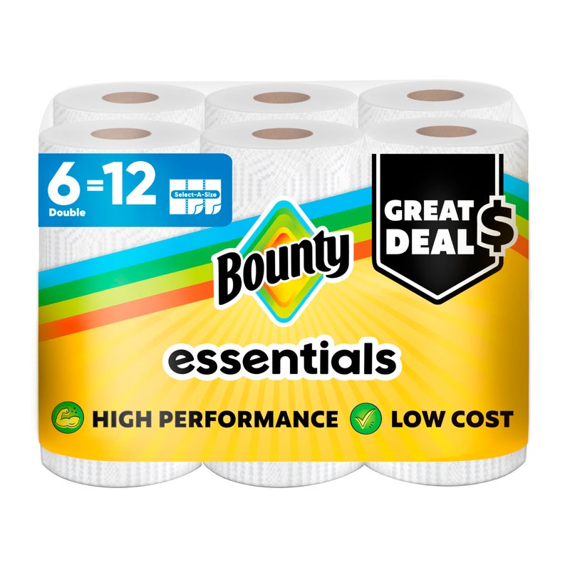 Bounty Essentials SelectASize Paper Towels 6 Double Rolls White 108 Sheets Per Roll - Image 2