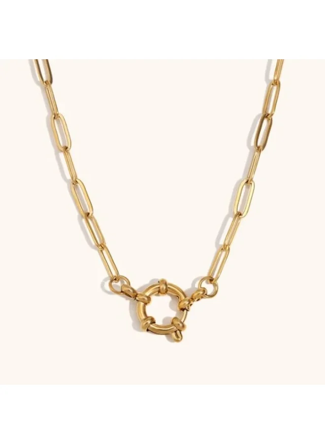 Sosha Elegance Paper Clip Chain Necklace – Minimalist Gold-Plated Link Chain
