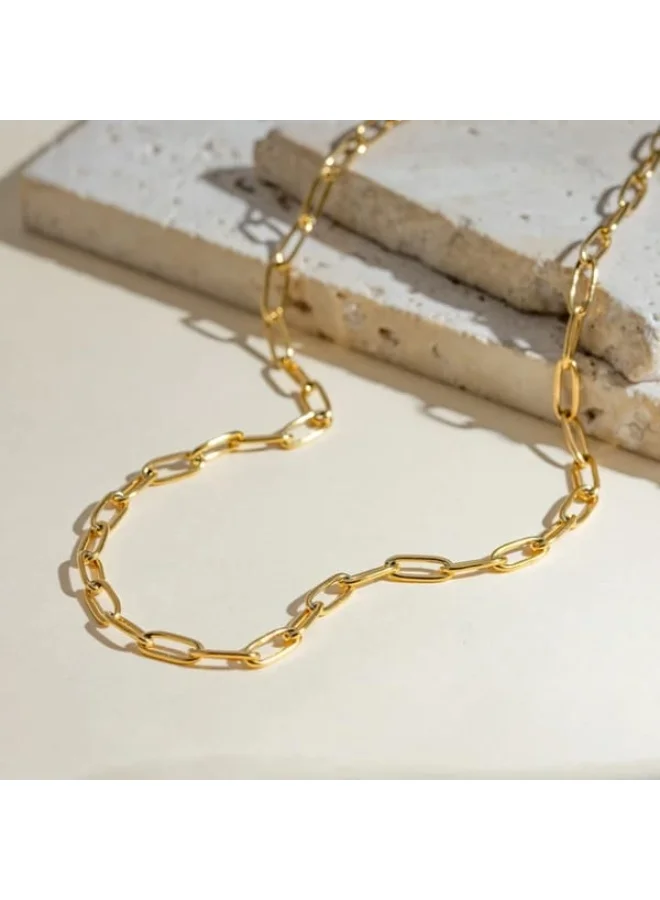 Sosha Elegance Paper Clip Chain Necklace – Minimalist Gold-Plated Link Chain