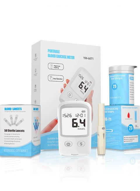 Monitor, DMG 25 Blood Glucose Meter Test Strips, Fully Automatic Portable Blood Glucose Monitoring System, Diabetes Test Kit, Coding-free Meter, Large Display