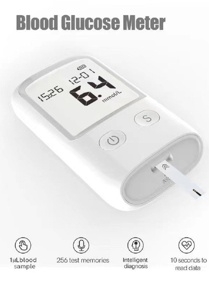 Monitor, DMG 25 Blood Glucose Meter Test Strips, Fully Automatic Portable Blood Glucose Monitoring System, Diabetes Test Kit, Coding-free Meter, Large Display