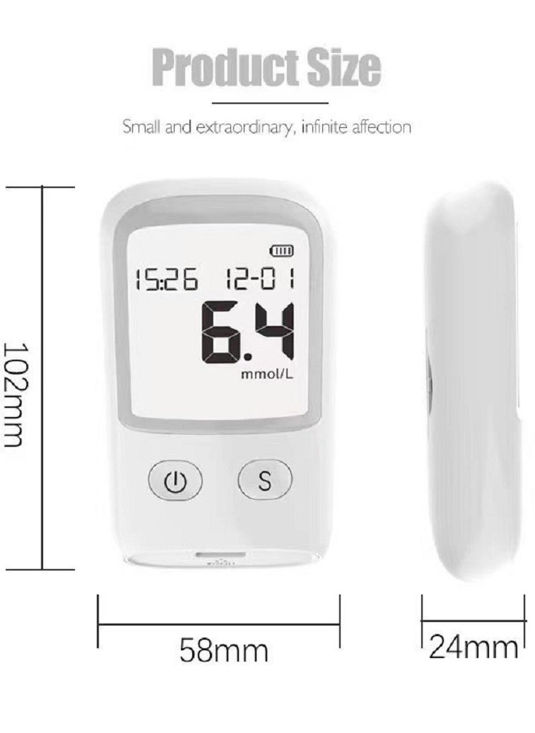 Monitor, DMG 25 Blood Glucose Meter Test Strips, Fully Automatic Portable Blood Glucose Monitoring System, Diabetes Test Kit, Coding-free Meter, Large Display