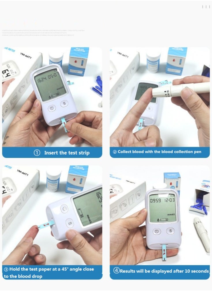 Monitor, DMG 25 Blood Glucose Meter Test Strips, Fully Automatic Portable Blood Glucose Monitoring System, Diabetes Test Kit, Coding-free Meter, Large Display