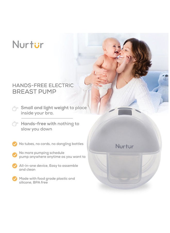 Nurtur مضخة ثدي كهربائية بدون استخدام اليدين، يمكن ارتداؤها، محمولة وفعالة، مضخة ثدي لاسلكية بدون استخدام اليدين، شاشة LCD صغيرة وخفيفة الوزن، متعددة الألوان 150 مل، عبوة من قطعة واحدة  - Image 2