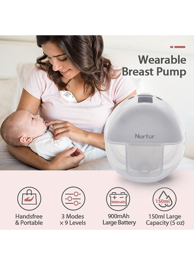 Nurtur مضخة ثدي كهربائية بدون استخدام اليدين، يمكن ارتداؤها، محمولة وفعالة، مضخة ثدي لاسلكية بدون استخدام اليدين، شاشة LCD صغيرة وخفيفة الوزن، متعددة الألوان 150 مل، عبوة من قطعة واحدة  - Image 3