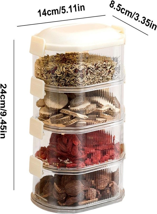 BSITFOW 4 layer food storage container, airtight food storage condiment container with lid, leak proof plastic food storage box, stackable kitchen condiment jars (1 pcs)(White) - Image 2