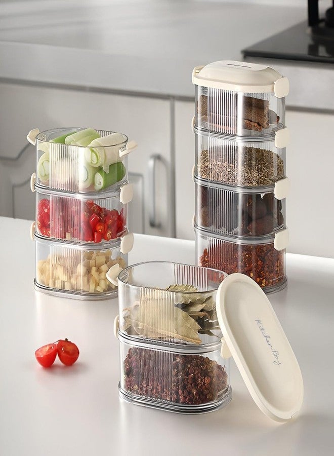 BSITFOW 4 layer food storage container, airtight food storage condiment container with lid, leak proof plastic food storage box, stackable kitchen condiment jars (1 pcs)(White) - Image 3