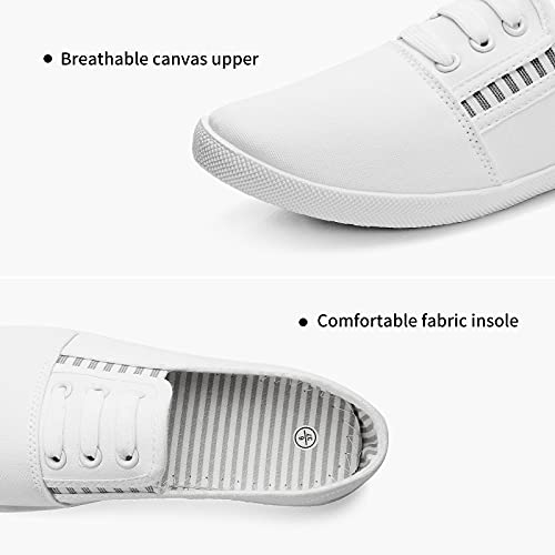Shupua Women's Canvas Slip On Sneakers - Casual Walking Shoes with Non Slip Work Sole (White, US10) - Image 2