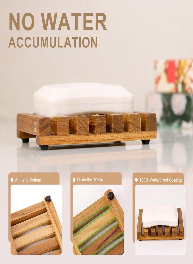 HTB Slotted Bar Soap Holder Teak Wood by HTB, Kitchen Wooden Sponge Holder, Self Draining Soap Dish for Shower, Sink, Bathroom, Bathtub, RV - Image 2