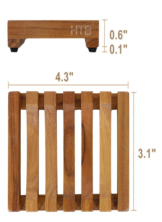 HTB Slotted Bar Soap Holder Teak Wood by HTB, Kitchen Wooden Sponge Holder, Self Draining Soap Dish for Shower, Sink, Bathroom, Bathtub, RV - Image 4