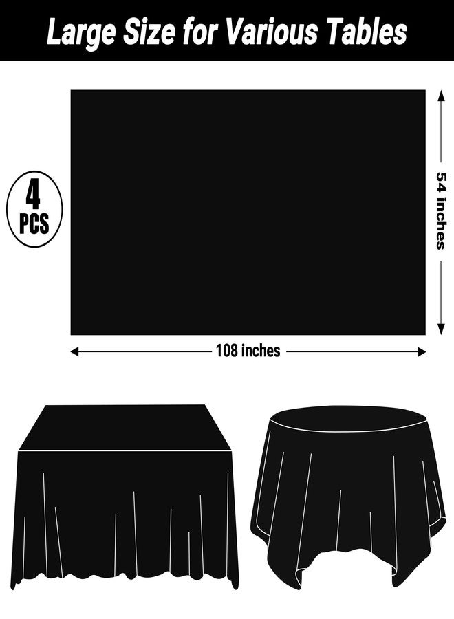 QZYL 4 PCS Picnic Table Cover with Bench Covers, Black Plastic Table Cloths, 54 X 108 in Disposable Waterproof Rectangle Table Covers for Camping Birthdays Weddings Parties Christmas - Image 2