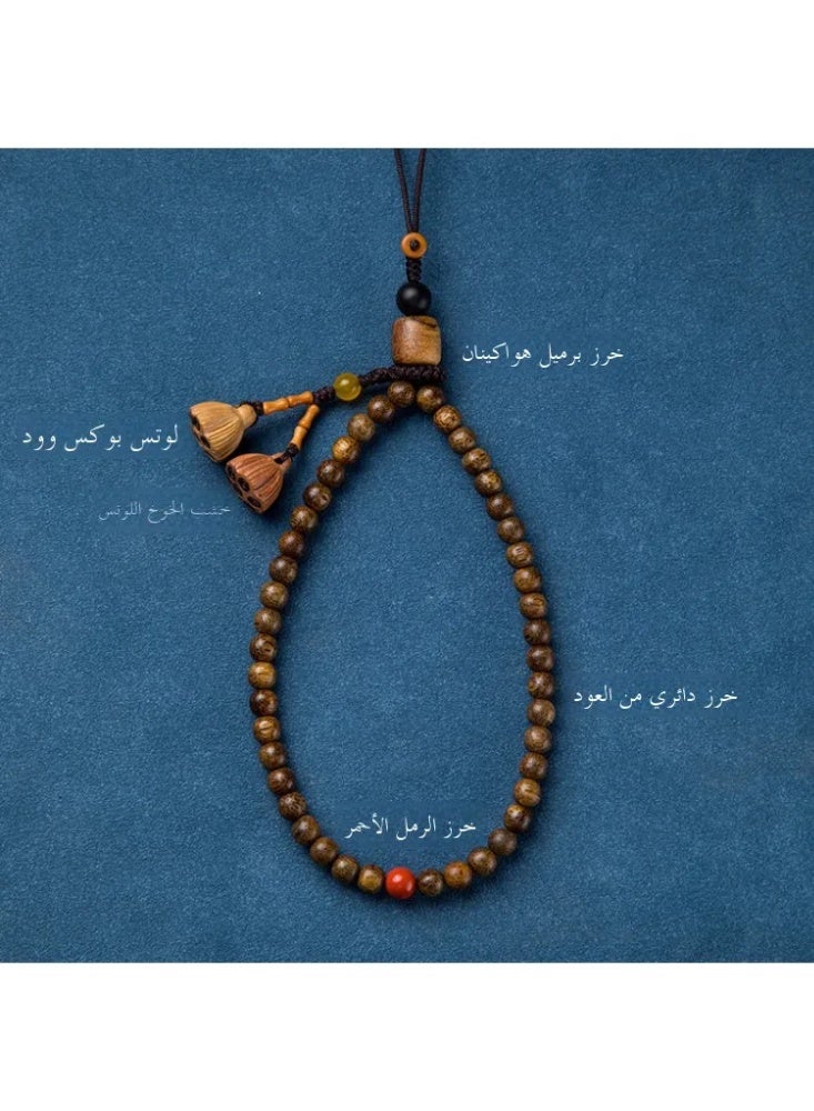 حبل معصم للهواتف المحمولة من خشب العود، إكسسوار زخرفي فاخر - Image 5