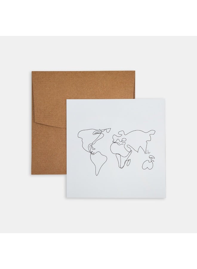 PK Design Line Drawings World Map Mini Poster - Image 1