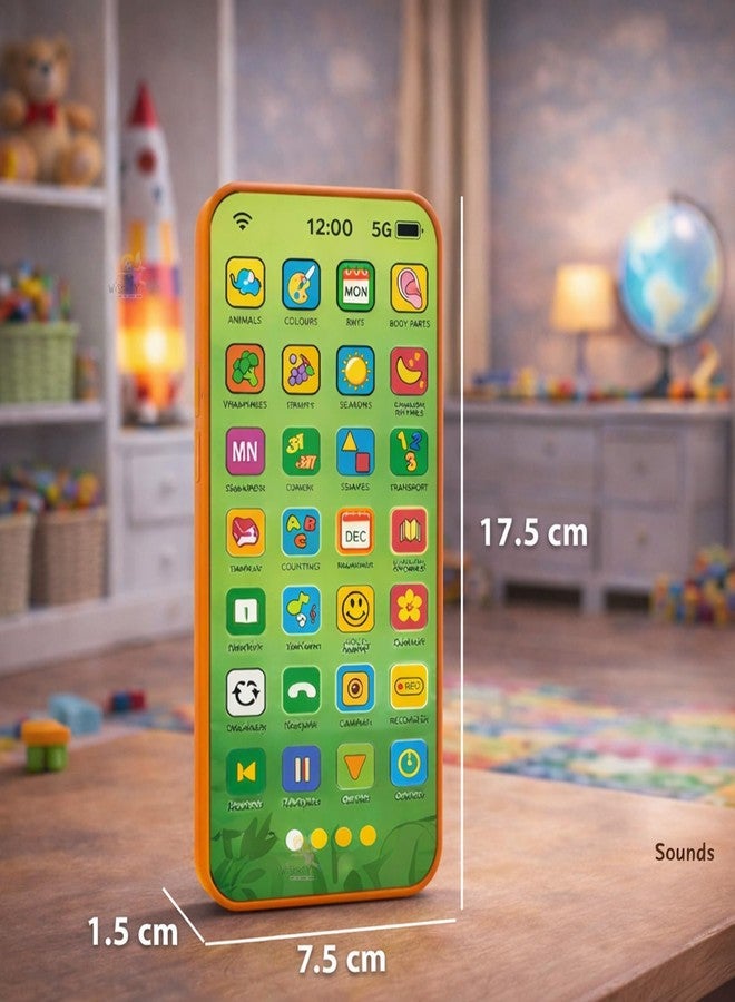 Wishkey Edu Phone for Kids Dinosaur Theme 28 Functions Rechargeable Educational Learning Mobile Toy with 22 Features English & Hindi Language Toddler Learning Phone for Boys & Girls Age 2+ - Image 3