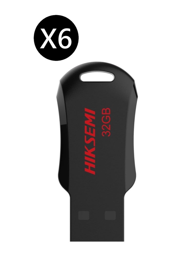 HIKSEMI Bundle Of 6 32GB USB 2.0 Flash Drive, Black | HS-USB-M200R 32G RNB