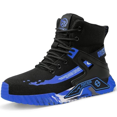 ORISTACO Work Safety Crew Boots Lightweight Breathable Industry Construction Steel Toe Sneakers, 0297 Blue 39 - Image 1