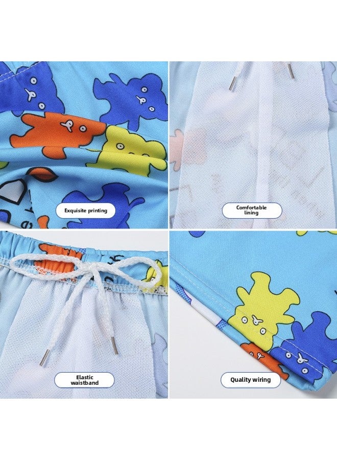 Loquat Boys Swimming Trunks Cute Cartoon Baby Swimsuit Summer Baby Boys Kids Flat Angle Hot Spring Swimming Trunks Set Factory-Color:Navy Blue Crocodile -40- - Image 5