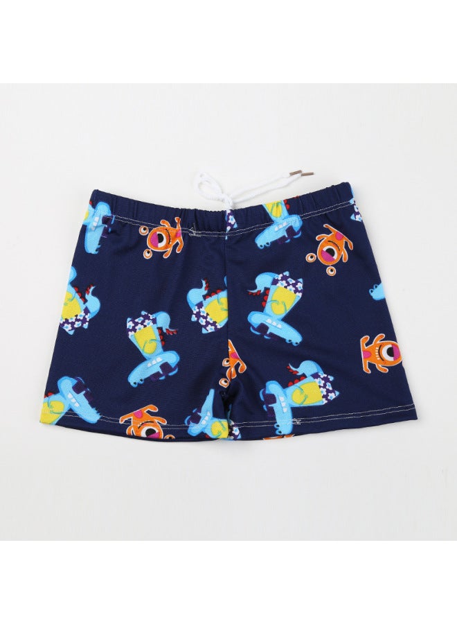 Loquat Boys Swimming Trunks Cute Cartoon Baby Swimsuit Summer Baby Boys Kids Flat Angle Hot Spring Swimming Trunks Set Factory-Color:Navy Blue Crocodile -40- - Image 1