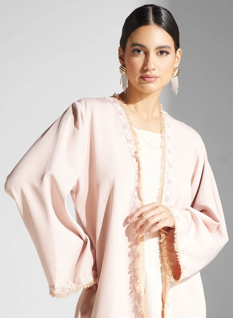 hayas closet Embellished Front Open Abaya