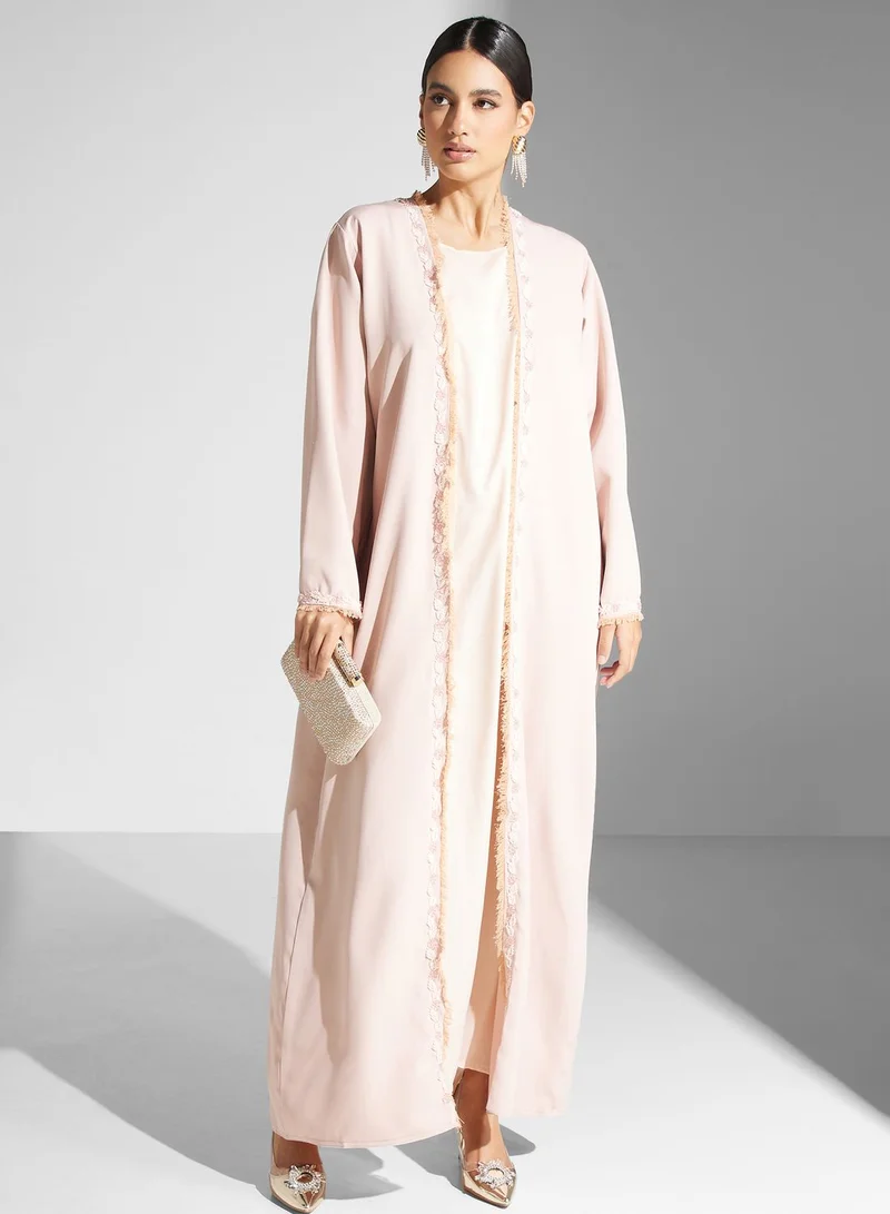 hayas closet Embellished Front Open Abaya